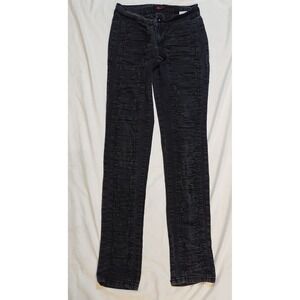 GLO Junior Womens Sz 1 Black Ruffle Ruched Front Skinny Jeans Low Rise Biker Y2K